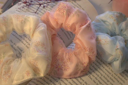 Pastel Floral Scrunchies