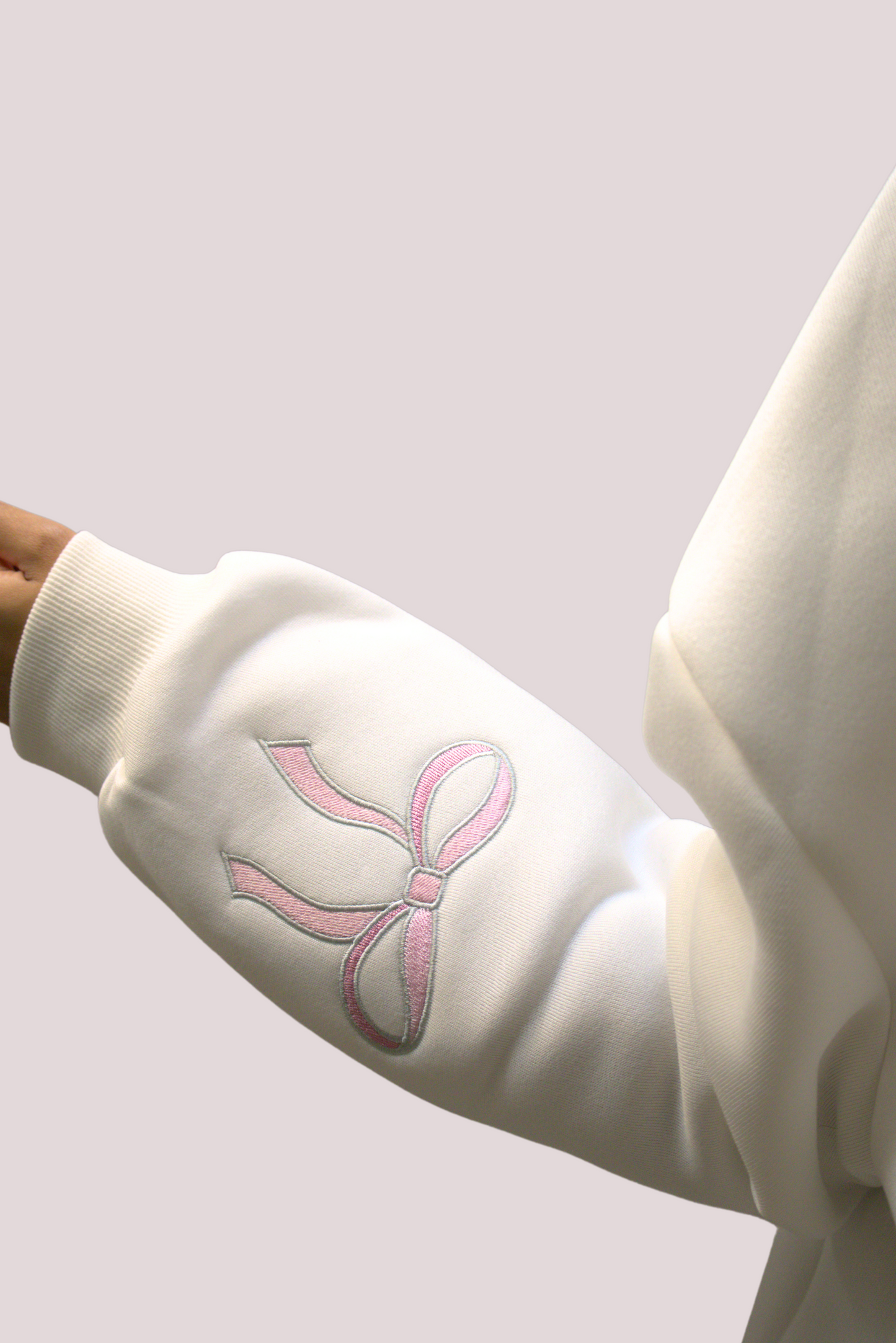 Embroider Pink Bow Sweatshirt